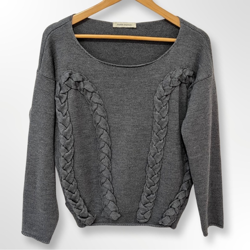 Pierre Balmain Made in Italy Gray Knit Wool Pullover Sweater EU34